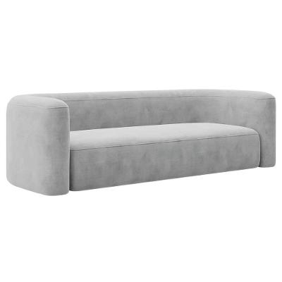 Sofá 3 Lugares 200cm Orgânico Luxo Recepção Melina Linho Adj Decor Cinza