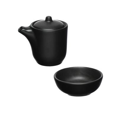 Conjunto Shoyu Em Porcelana Manhattan Preto Com 2 Peças Haüskraft