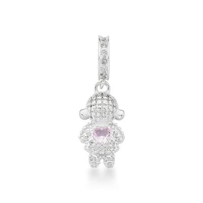 Pingente Filhos Cravejados Com Zirconias Prata 925 - Menino
