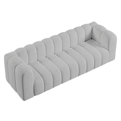 Sofá 3 Lugares 200cm Orgânico Luxo Recepção Giordana Linho Adj Decor Cinza