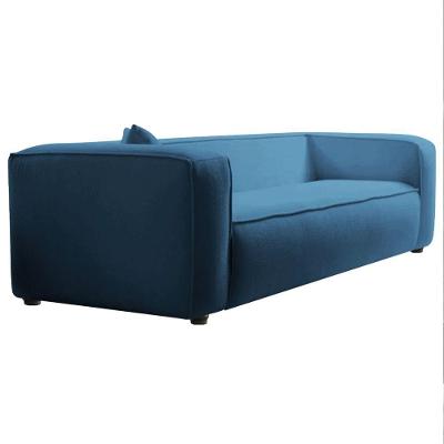 Sofá 2 Lugares 160cm Orgânico Luxo Recepção Cecília Linho Adj Decor Azul Royal