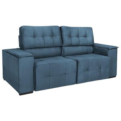 Sofá Cama Retrátil Sala Vicenza 175cm Linho Azul Royal