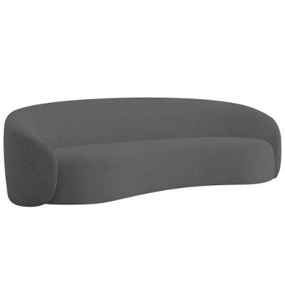 Sofá 3 Lugares 180cm Orgânico Luxo Recepção Amore Linho Adj Decor Cinza Escuro