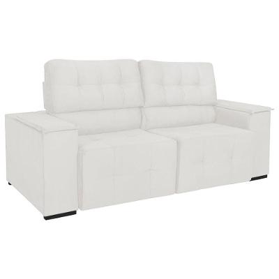 Sofá 3 Lugares Luxo Recepção Escritorio Sala Vicenza 175cm Bouclé Branco