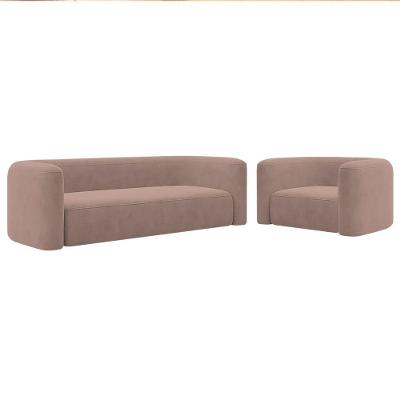 Kit Sofá 2 Lugares 160cm E Poltrona Orgânica Luxo Recepção Melina Linho Rosê