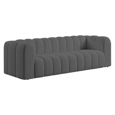 Sofá 3 Lugares 200cm Orgânico Luxo Recepção Giordana Linho Adj Decor Cinza