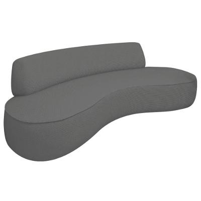 Sofá Curvo 120cm 2l E 1 Poltrona Orgânico Recepção Sala Amsterdã Linho Adj Decor Cinza