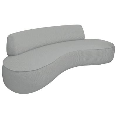 Sofá Curvo 2 Lugares Orgânico Recepção Sala Amsterdã 130cm Bouclé Adj Decor Cinza