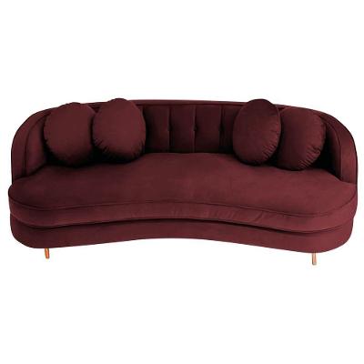 Sofá Curvo 2 Lugares Orgânico Sala Recepção Luxo Panamá 160cm Suede Bordô