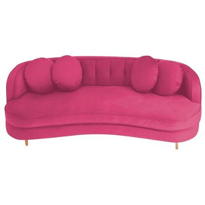 Sofá Curvo 2 Lugares Orgânico Sala Recepção Luxo Panamá 160cm Suede Pink