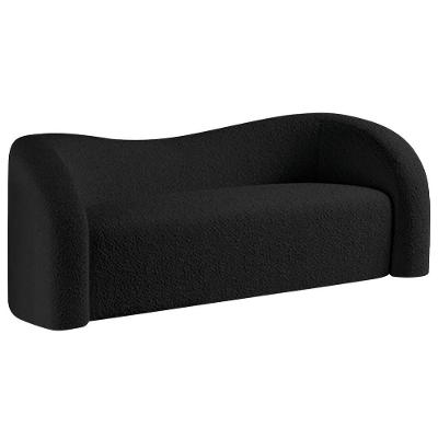 Sofá Curvo 3 Lugares Orgânico Sala Recepção Coréia 200cm Linho Preto