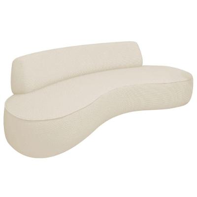 Sofá Curvo 2 Lugares Orgânico Recepção Sala Amsterdã 120cm Linho Adj Decor Bege