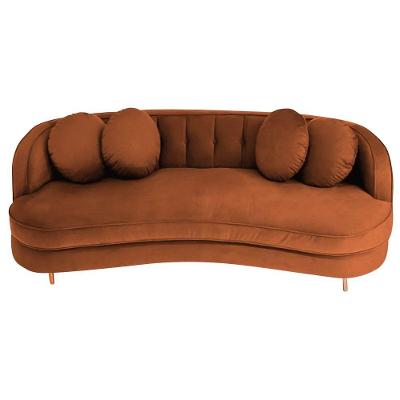 Sofá Curvo 3 Lugares Orgânico Sala Recepção Luxo Panamá 185cm Suede Terracota