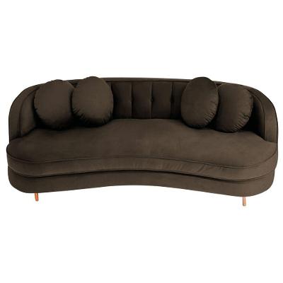 Sofá Curvo 3 Lugares Orgânico Sala Recepção Luxo Panamá 200cm Suede Marrom