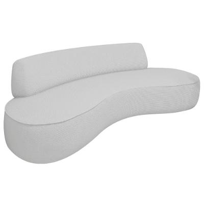 Sofá Curvo 2 Lugares Orgânico Recepção Sala Amsterdã 130cm Linho Adj Decor Cinza Claro