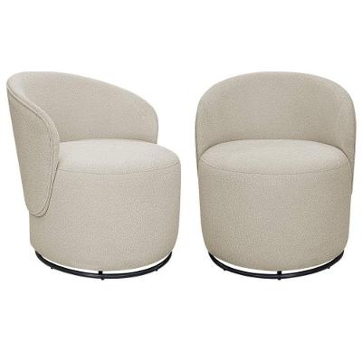 Kit 2 Poltronas Decorativas Giratórias Sala De Estar Recepção Valentina Bouclé Adj Decor Bege