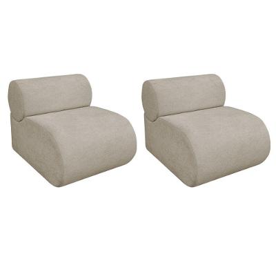 Kit 2 Poltronas Decorativas Orgânica Recepção Sala Virgínia Linho Adj Decor Bege