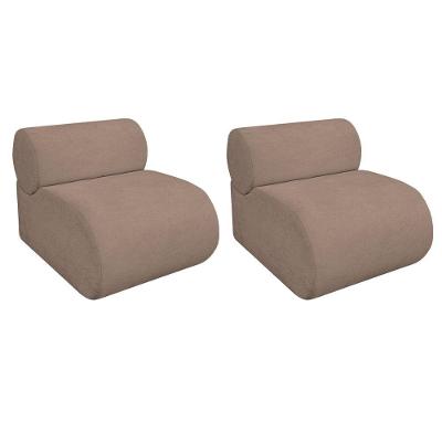 Kit 2 Poltronas Decorativas Orgânica Recepção Sala Virgínia Linho Adj Decor Rosê