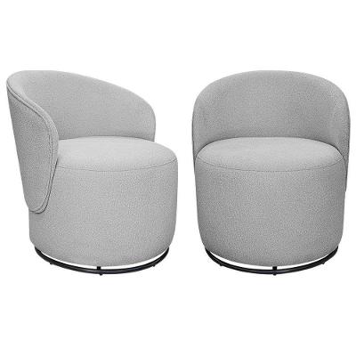 Kit 02 Poltronas Decorativas Giratórias Sala De Estar Recepção Valentina Linho Adj Decor Cinza
