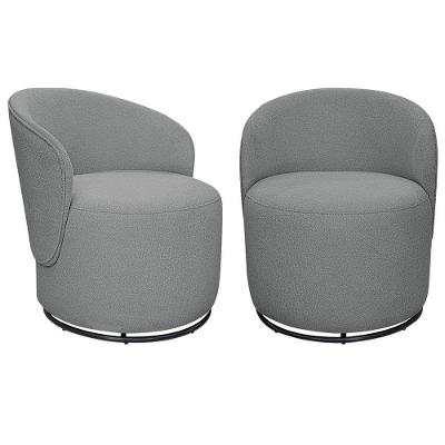 Kit 2 Poltronas Decorativas Giratórias Sala De Estar Recepção Valentina Bouclé Adj Decor Cinza