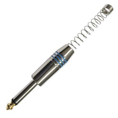 Plug P10 Mono Com Mola Espacada Azul Com Ponta Gold