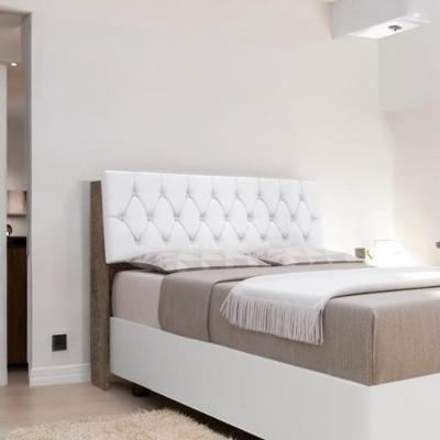 Cabeceira Estofada Yasminne Queen Chocolate Com Capitonê Branco