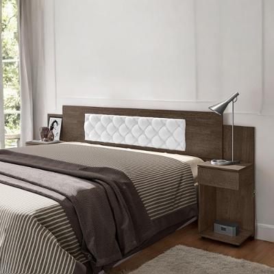 Cabeceira Ajustável Arabella Chocolate Com Capitonê Branco