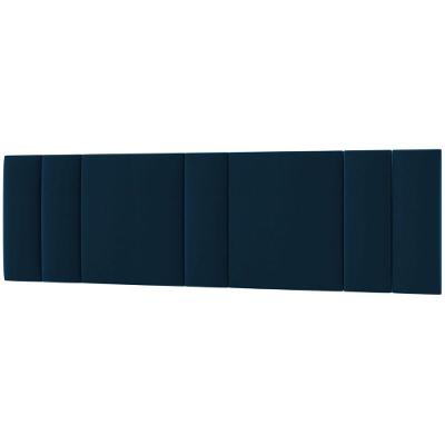 Cabeceira Estofada Cama Casal King Size Led Moderna 200 Cm veludo Azul Marinho