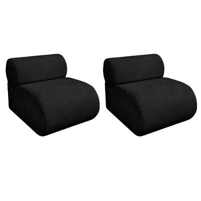 Kit 2 Poltronas Decorativas Orgânica Recepção Sala Virgínia Linho Adj Decor Preto
