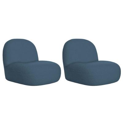 Kit 2 Poltronas Decorativas Orgânica Recepção Sala Amsterdã Linho Adj Decor Azul Royal