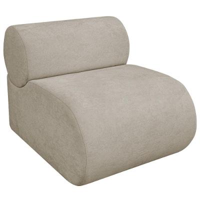 Poltrona Decorativa Orgânica Virgínia Linho Adj Decor Bege