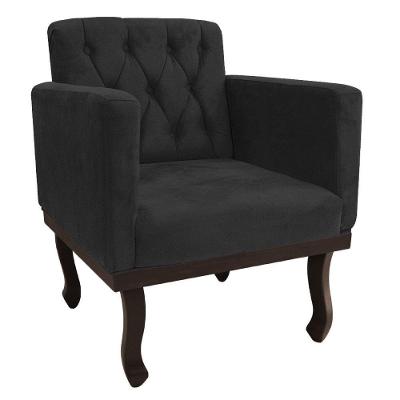 Poltrona Decorativa Classic Pés Luiz Xv Linho Adj Decor Cinza Escuro