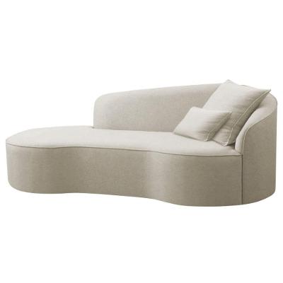 Divã Recamier Curvo Sala De Estar Recepção Inglaterra 200cm Lado Esquerdo Bouclé Adj Decor Bege