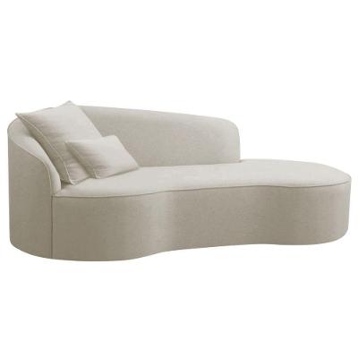 Divã Recamier Curvo Sala De Estar Recepção Inglaterra 200cm Lado Direito Linho Adj Decor Bege