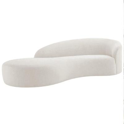 Divã Recamier Orgânico França 140cm Lado Esquerdo Bouclé Adj Decor Branco
