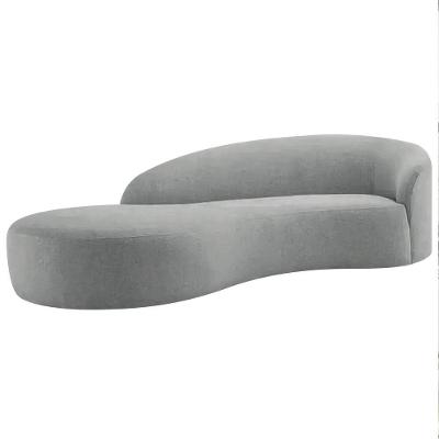 Divã Recamier Orgânico França 140cm Lado Esquerdo Bouclé Adj Decor Cinza