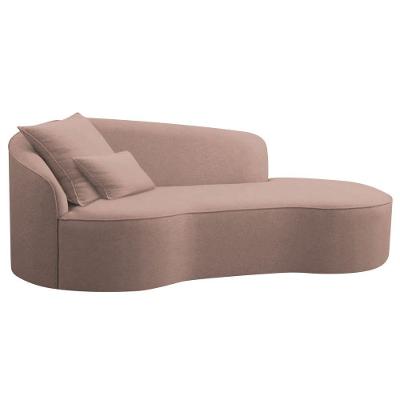 Divã Recamier Curvo Sala De Estar Recepção Inglaterra 200cm Lado Direito Linho Adj Decor Rosê