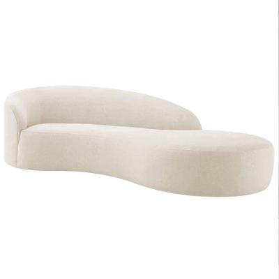 Divã Recamier Orgânico França 200cm Lado Direito Bouclé Adj Decor Bege