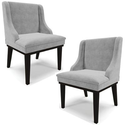 Kit 2 Cadeiras Decorativas Sala De Jantar Base Fixa De Madeira Firenze Suede Cinza/preto G19 - Gran Belo