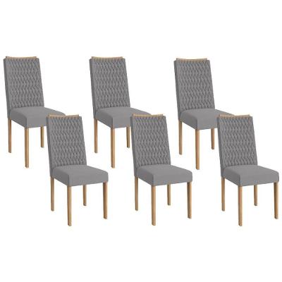 Cadeira Sala De Jantar 2cad157ea Kit 6 Un Eucalipto-suede Cinza Titanio A050