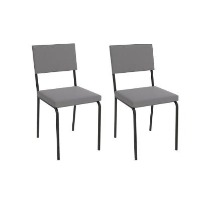 Cadeira Sala De Jantar Zaria 2c128 Aço Kit 2 Uni Preto Fosco-cinza A050 Suede Veludo