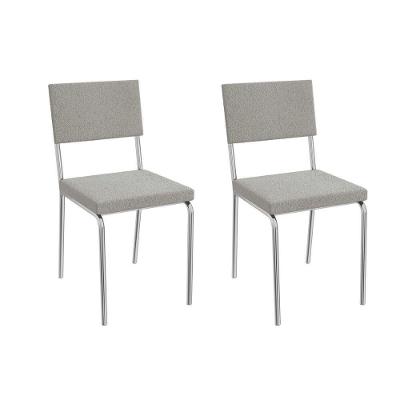 Cadeira Sala De Jantar Zaria 2c128 Aço Kit 2 Uni Cromado Boucle Cinza