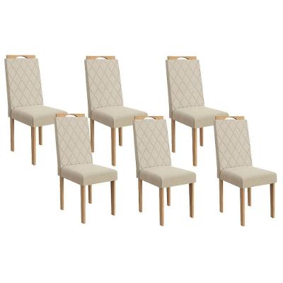 Cadeira Sala De Jantar 2cad153ea Kit 6 Un Eucalipto-linho Areia A052