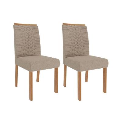 Cadeira Sala De Jantar Clarice Wood Kit 2 Un Nature-madeirado- Linho Bege