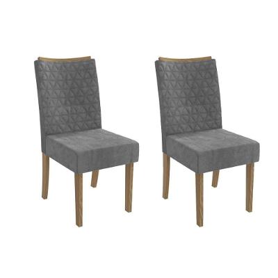 Cadeira Sala De Jantar 2cad129ng Kit 2 Un Nogueira/veludo Cinza Titanio A050 - Kappesberg