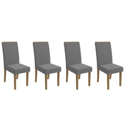 Cadeira Sala De Jantar 2cad142fr Kit 4 Un Freijo/linho Cinza A056 - Kappesberg