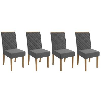 Cadeira Sala De Jantar 2cad149fr Kit 4 Un Freijo/linho Cinza A056 - Kappesberg