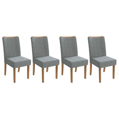 Cadeira Sala De Jantar 2cad129fr Kit 4 Un Freijo/linho Cinza A056 - Kappesberg