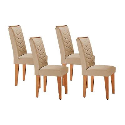 Cadeira Sala De Jantar Londrina Kit 4 Un Imbuia - Linho Turim - Rufato