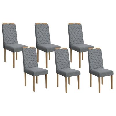 Cadeira Sala De Jantar 2cad153ea Kit 6 Un Eucalipto Assento-encosto Linho Cinza A018